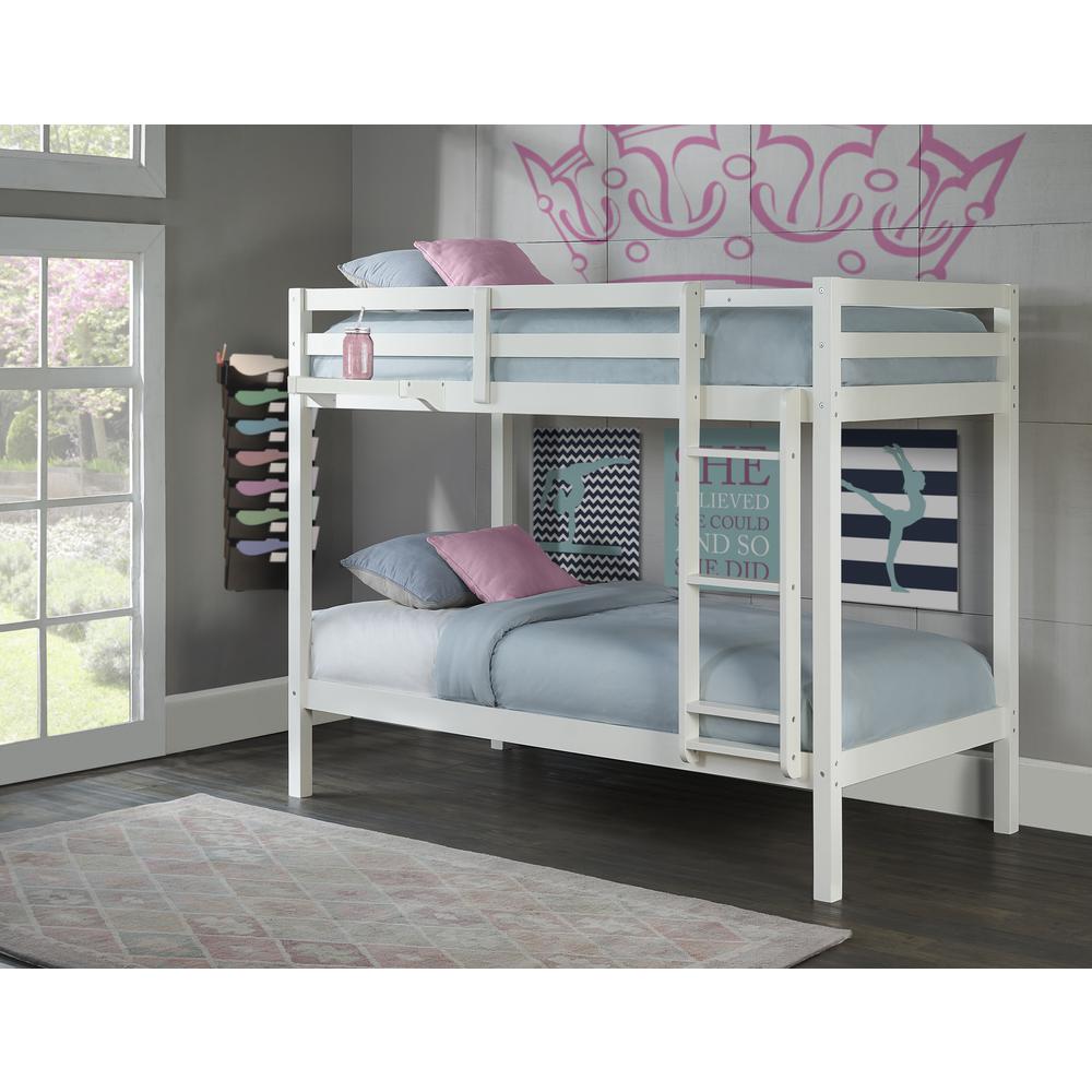 Hillsdale Caspian Twin Over Twin Bunk with Hanging Nightstand, White. Picture 2