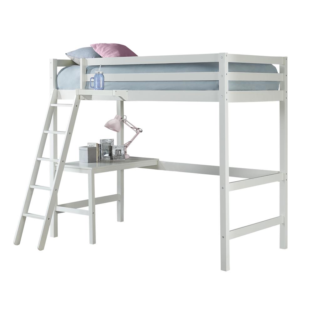 Hillsdale Caspian Twin Study Loft with Hanging Nightstand, White. Picture 2