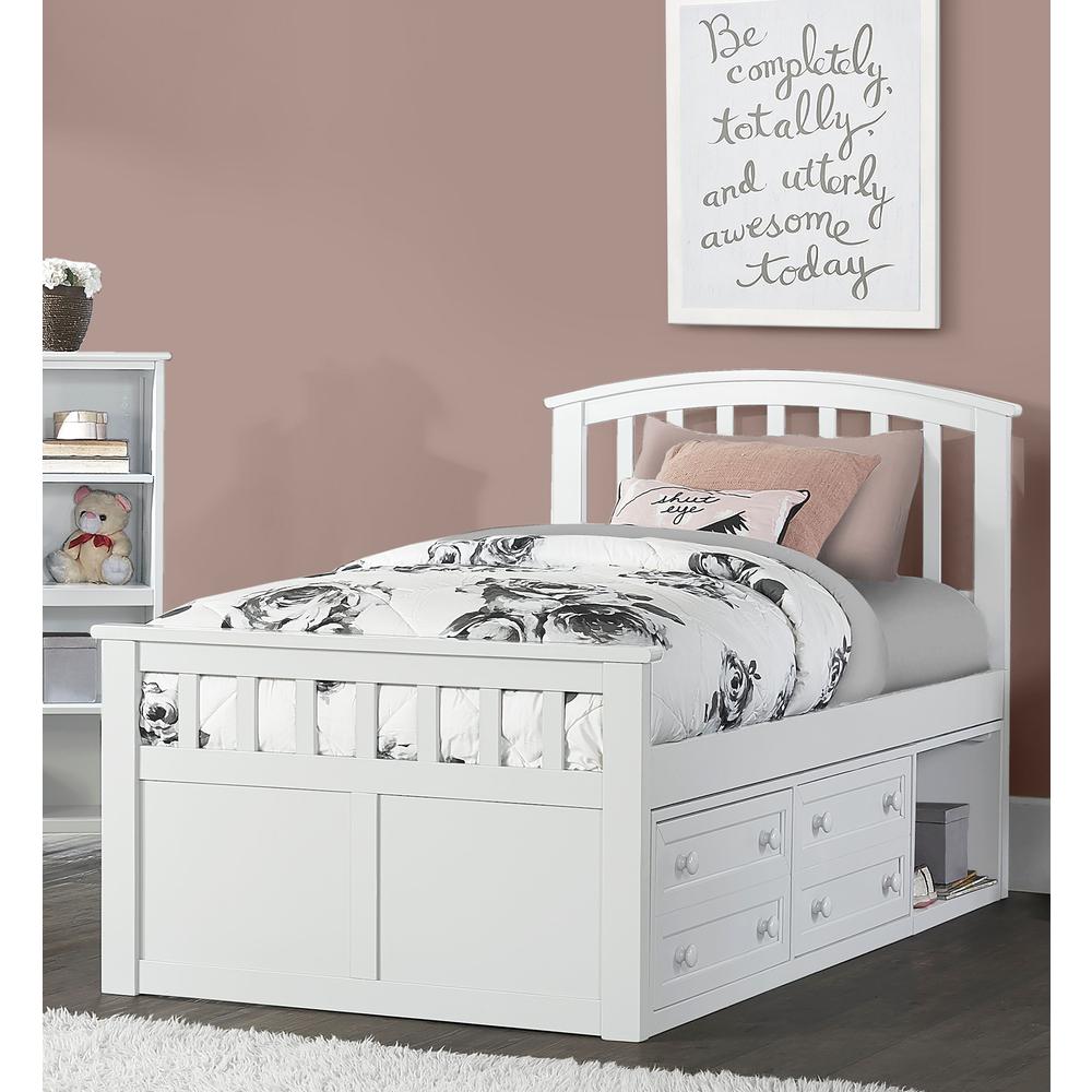 Charlie Captain's Bed with One Storage Unit - Twin - White Finish. Picture 2