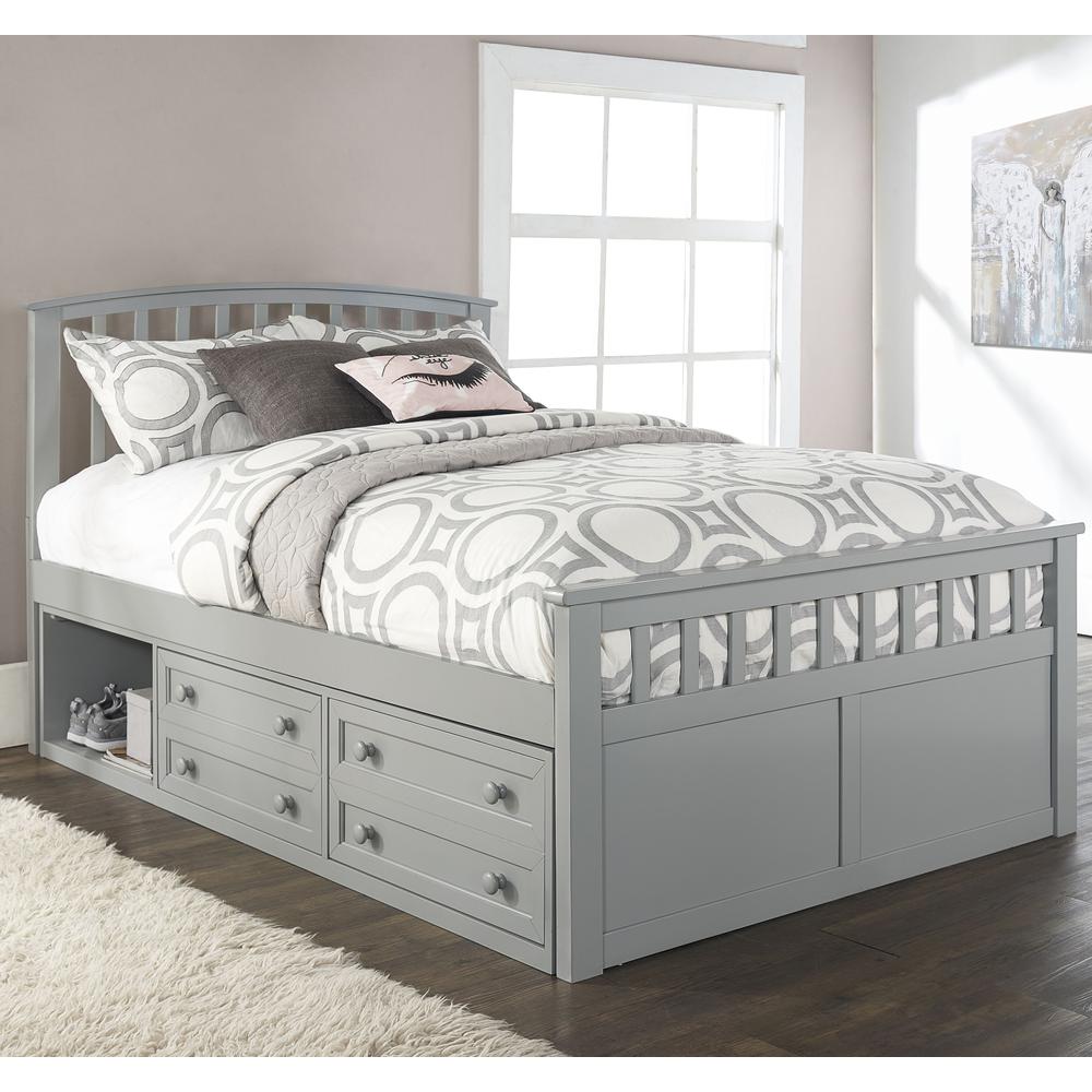 Charlie Captain's Bed with One Storage Unit - Full - Gray Finish. Picture 2