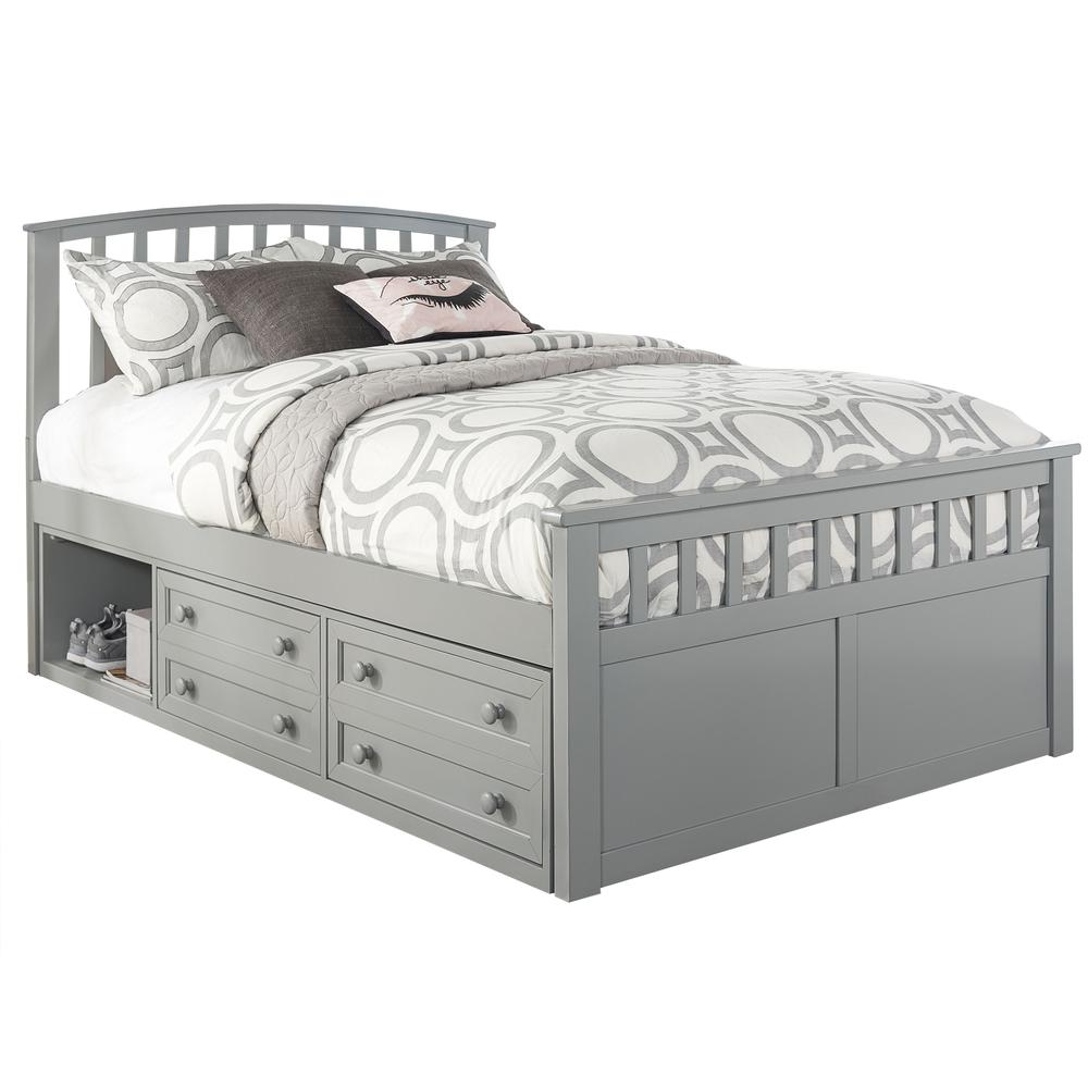 Charlie Captain's Bed with One Storage Unit - Full - Gray Finish. Picture 4