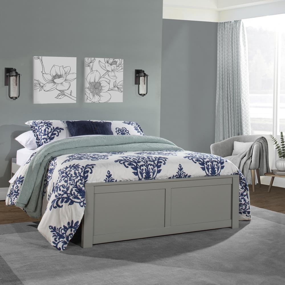 Wood Full Platform Bed, Gray. Picture 1