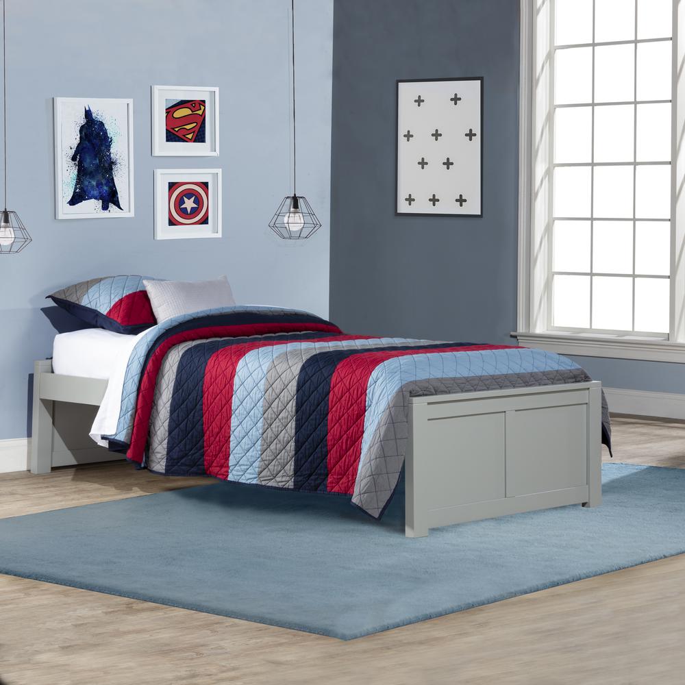 Wood Twin Platform Bed, Gray. Picture 1