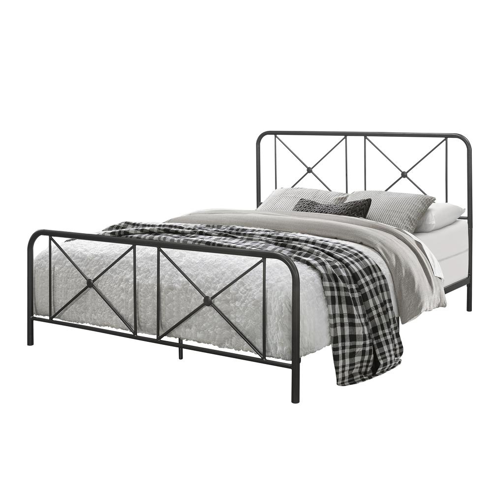 Williamsburg Metal Queen Bed with Decorative Double X Design, Black. Picture 3
