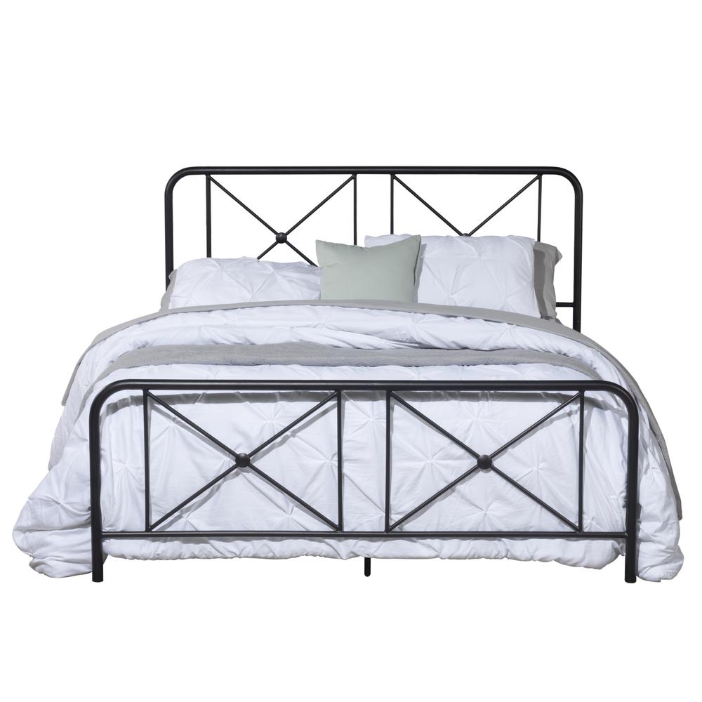Williamsburg Metal Queen Bed with Decorative Double X Design, Black. Picture 1