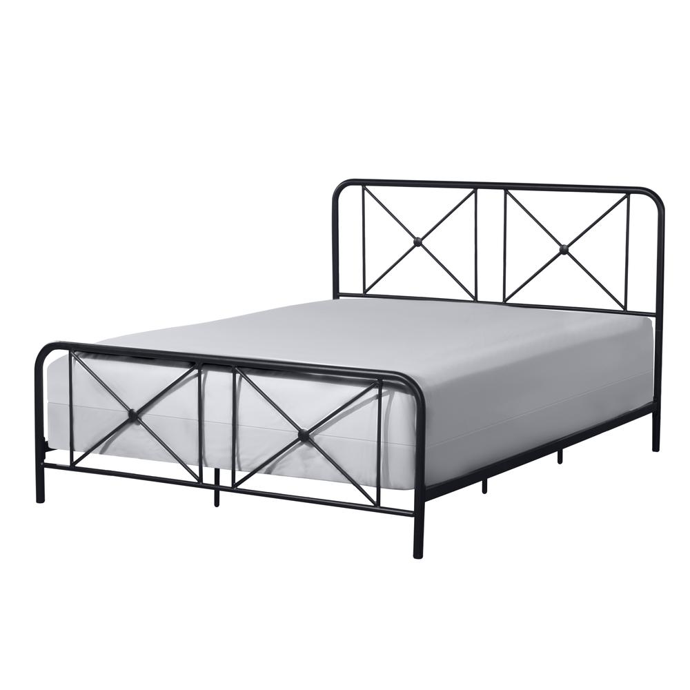 Williamsburg Metal Queen Bed with Decorative Double X Design, Black. Picture 5
