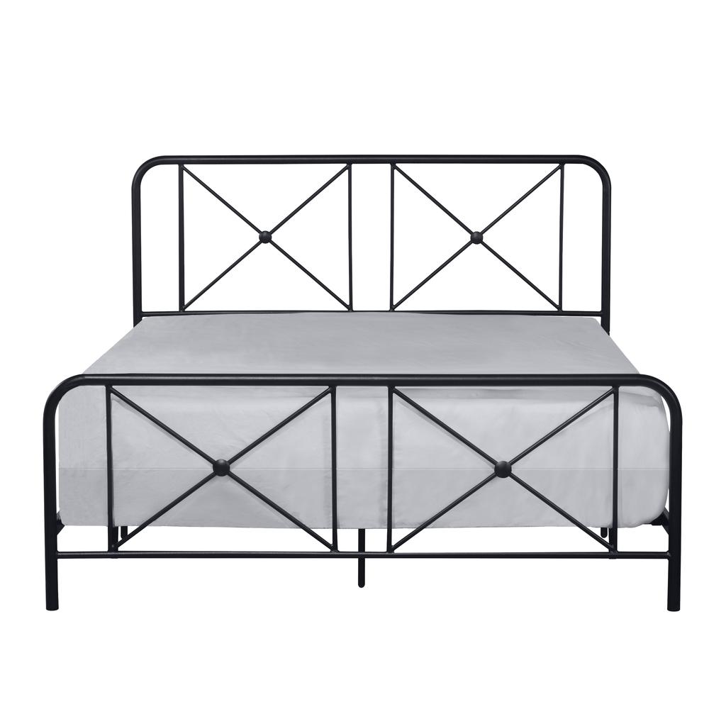 Williamsburg Metal Queen Bed with Decorative Double X Design, Black. Picture 6