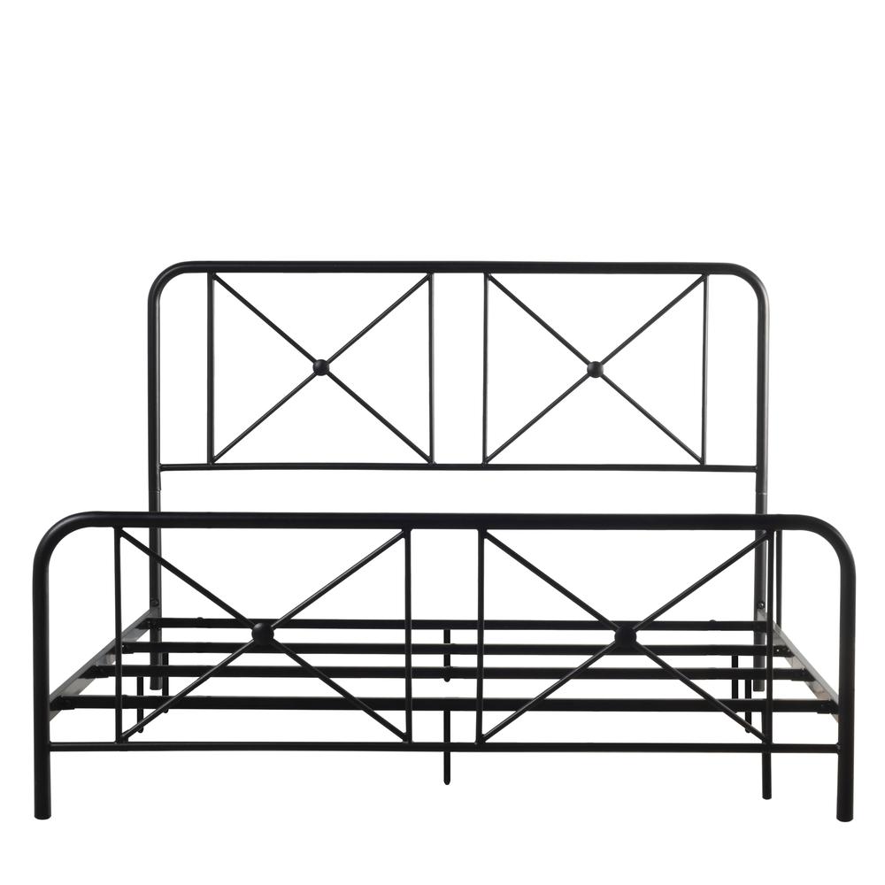 Williamsburg Metal Queen Bed with Decorative Double X Design, Black. Picture 7