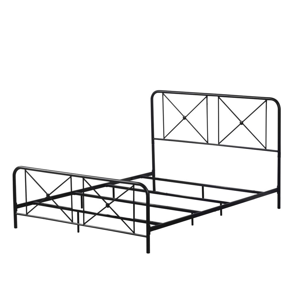 Williamsburg Metal Queen Bed with Decorative Double X Design, Black. Picture 8