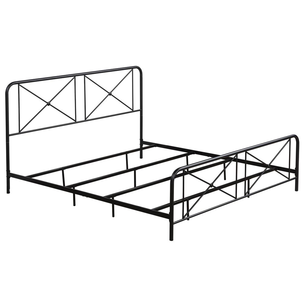 Williamsburg Metal King Bed with Decorative Double X Design, Black. Picture 9