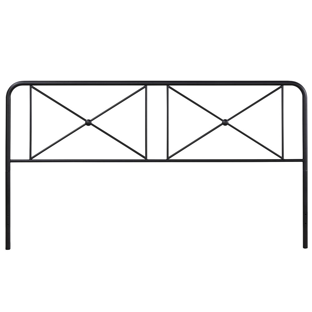 Williamsburg Metal King Bed with Decorative Double X Design, Black. Picture 10