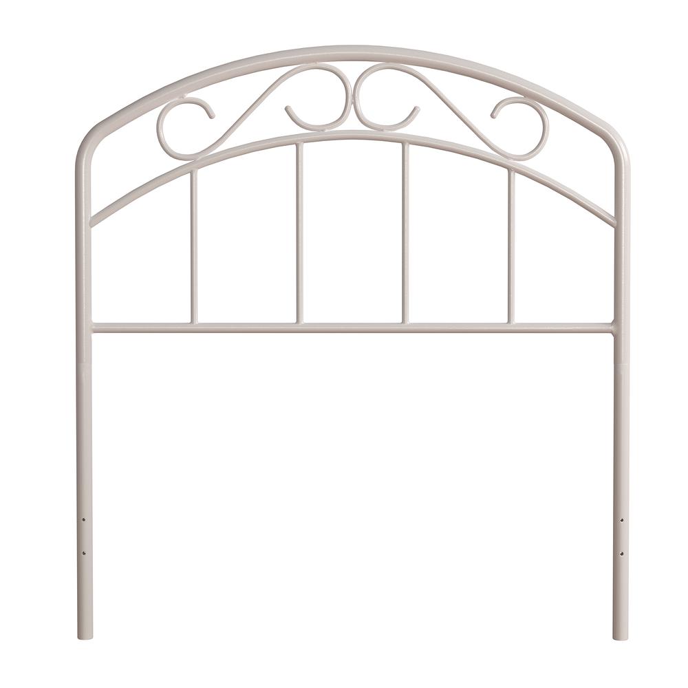 Jolie Metal Twin Headboard with Arched Scroll Design, White. Picture 3