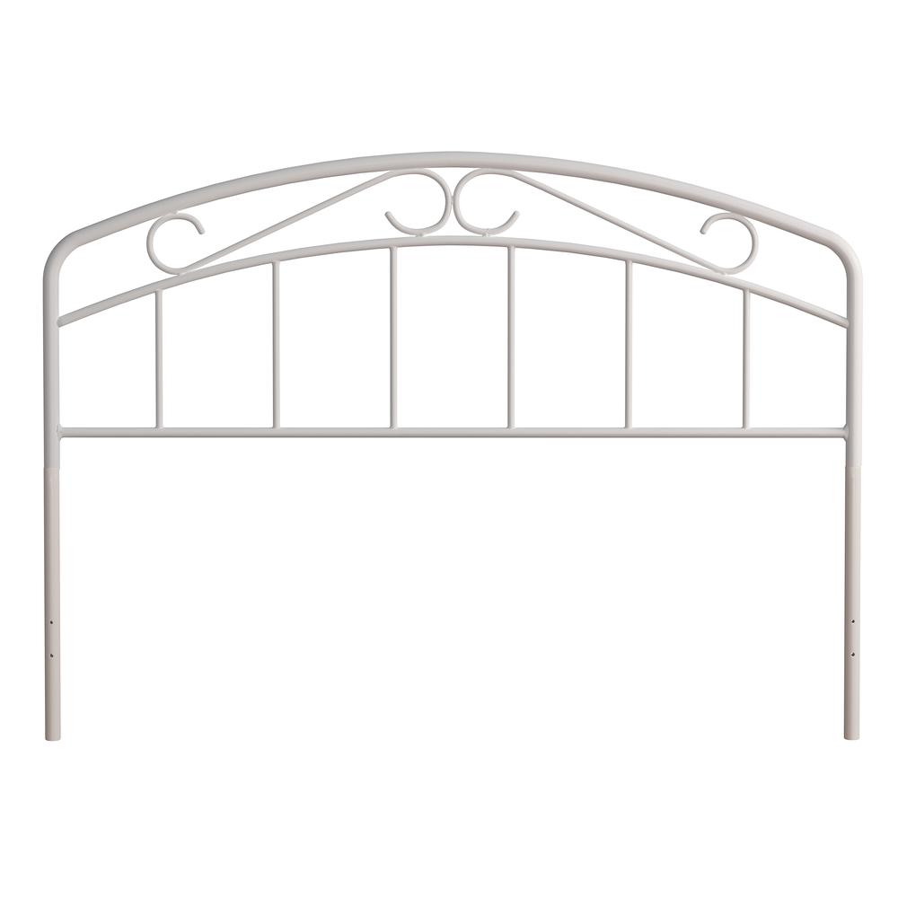 Jolie Metal Full/Queen Headboard with Arched Scroll Design, White. Picture 1
