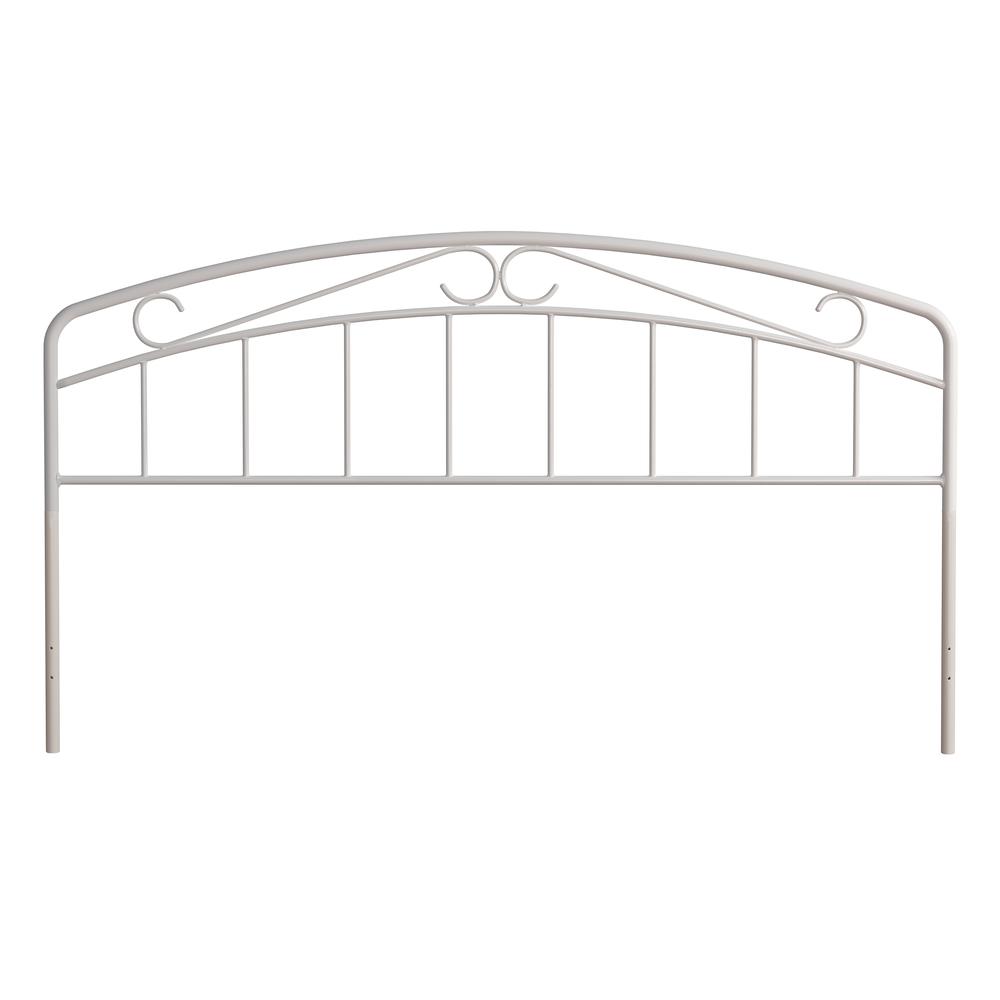 Jolie Metal King Headboard with Arched Scroll Design, White. Picture 3