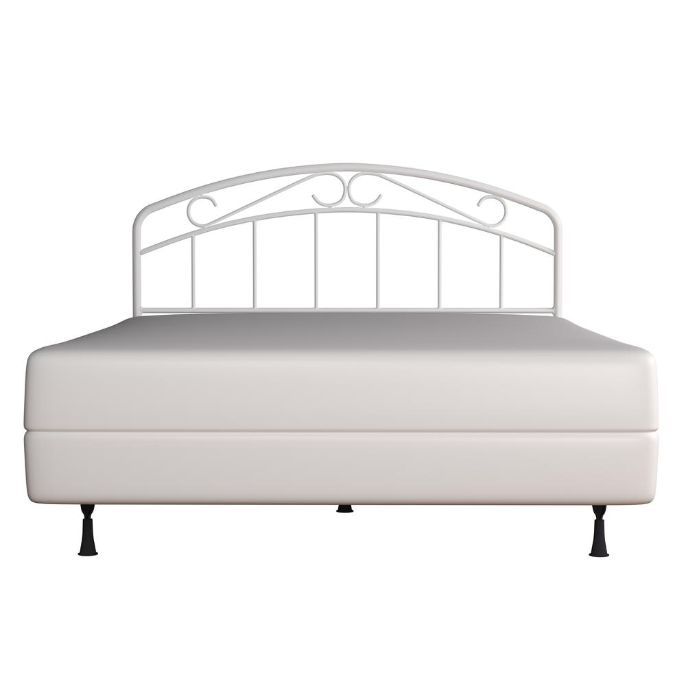 Jolie Metal Full/Queen Headboard with Arched Scroll Design and Frame, White. Picture 6
