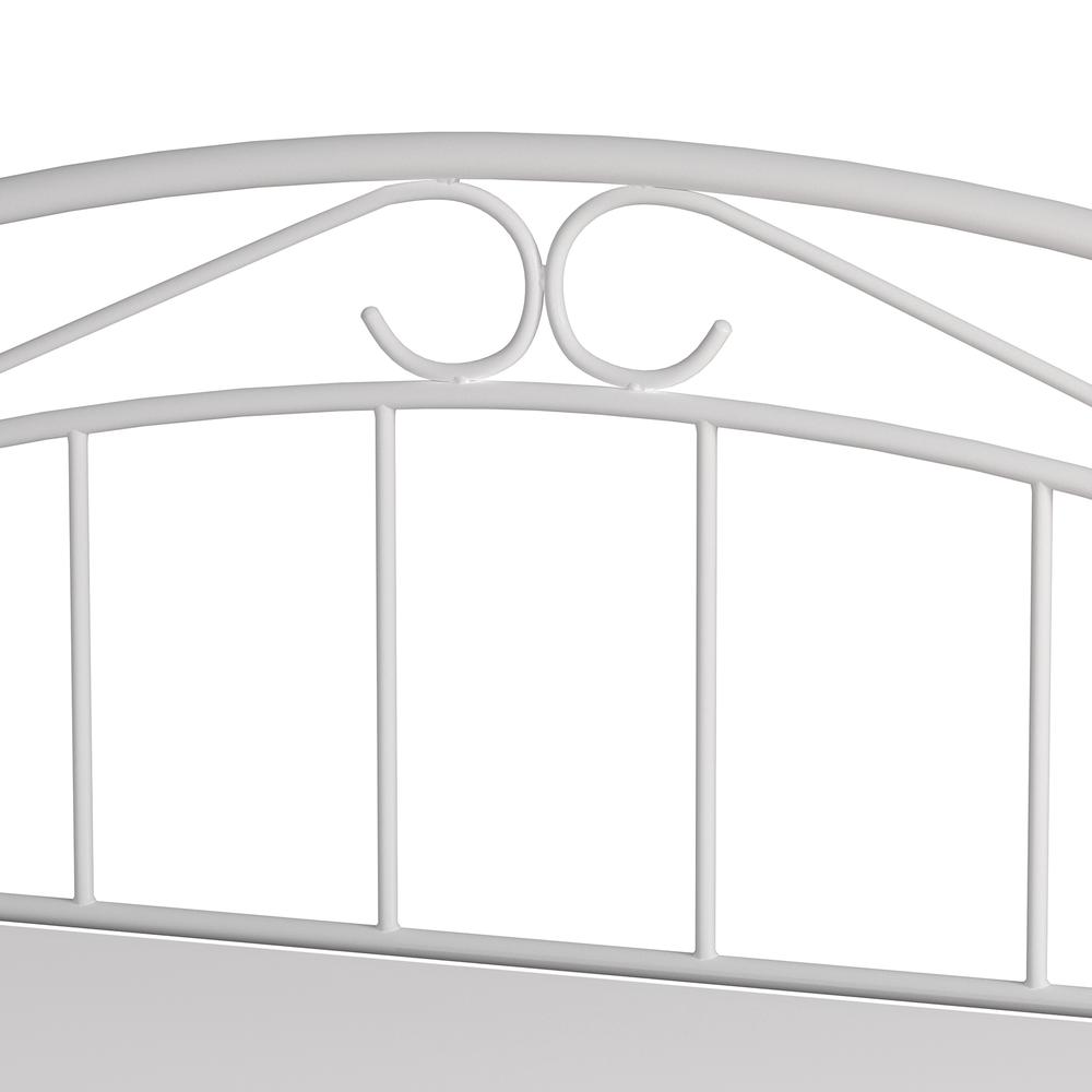 Jolie Metal Full/Queen Headboard with Arched Scroll Design and Frame, White. Picture 9