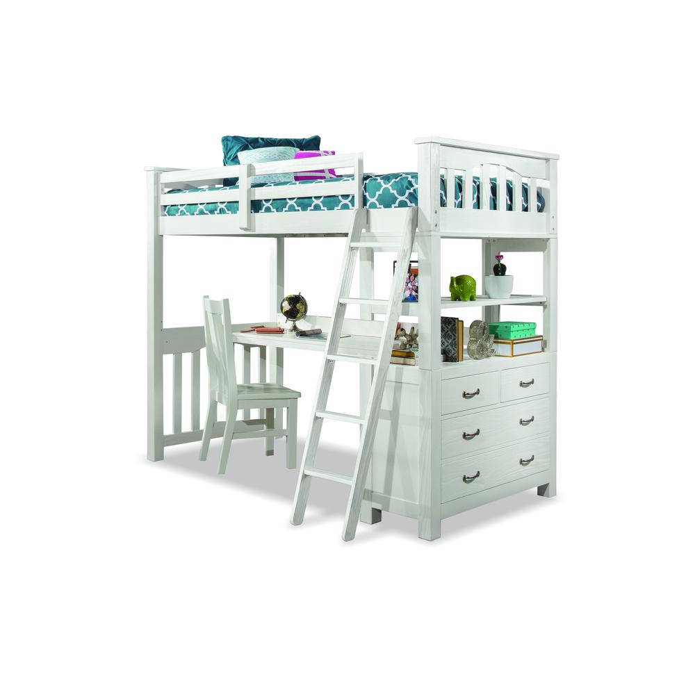 Highlands Loft Bed with Desk and Chair - Full - White Finish. Picture 3