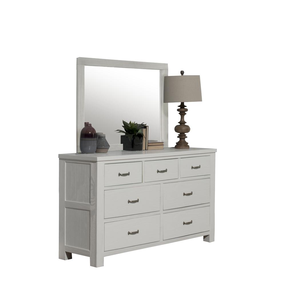 Wood 8 Drawer Dresser with Mirror, Stone. Picture 1