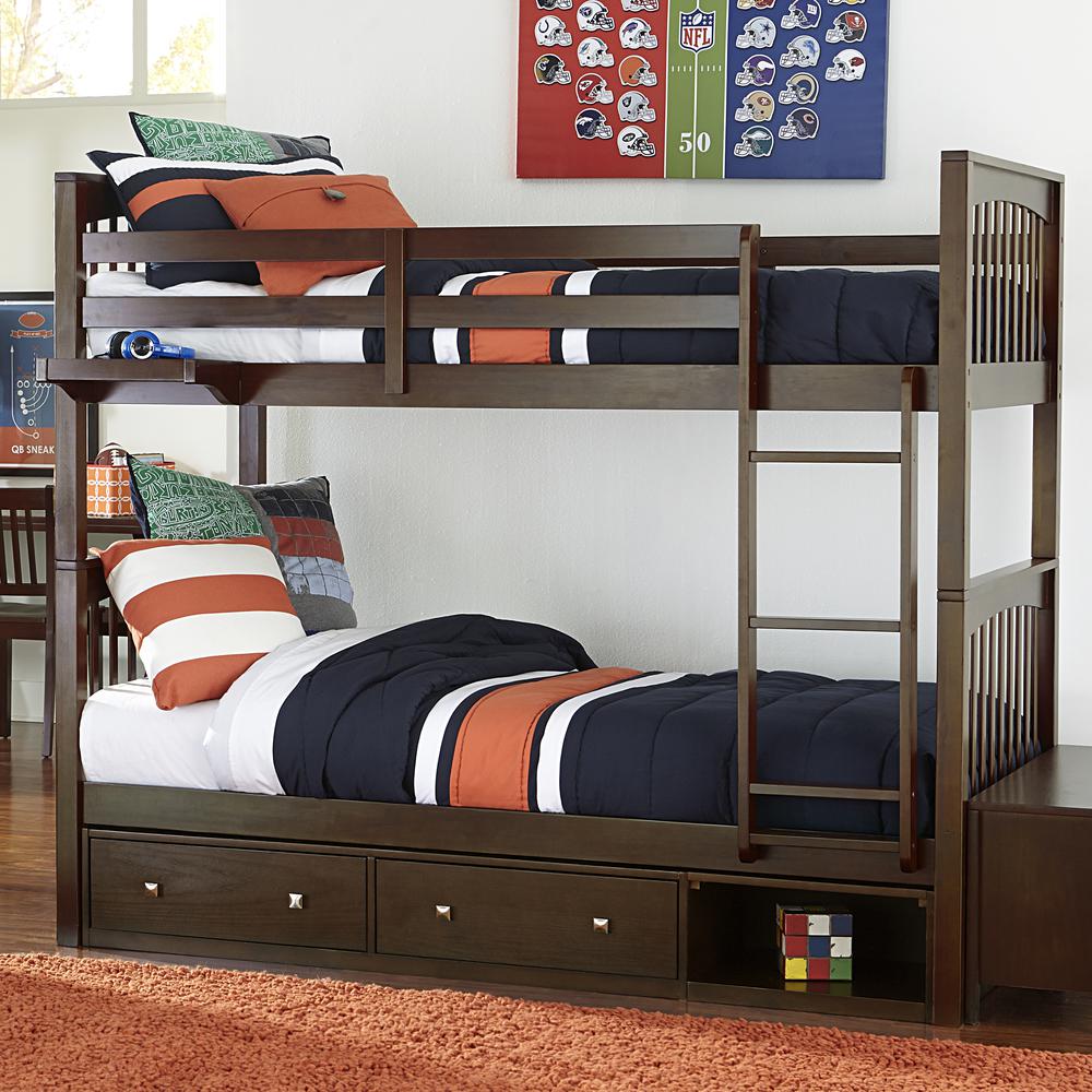 Pulse Twin over Twin Bunk with Storage-Chocolate. Picture 1