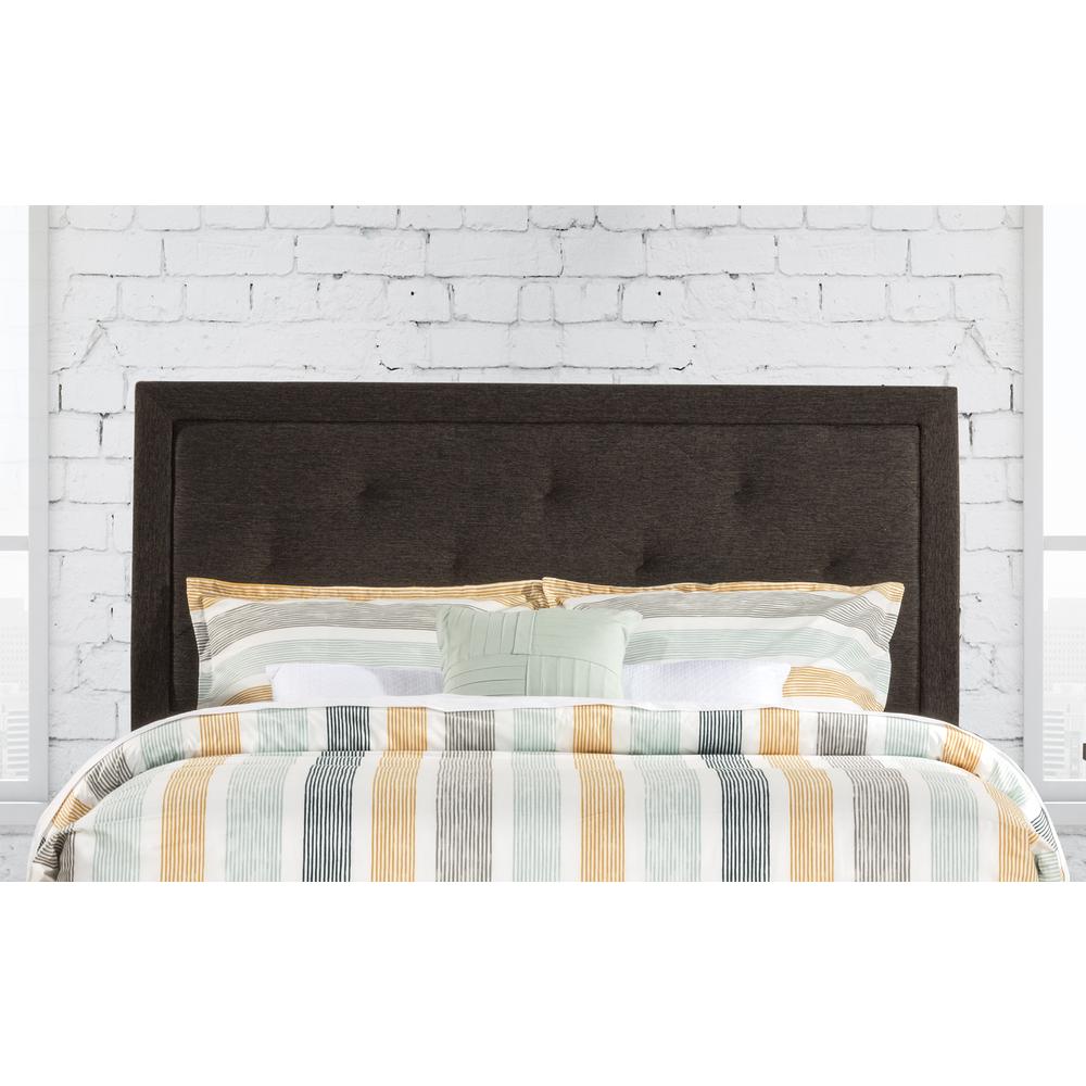 Becker Full Upholstered Headboard with Frame, Black/ Brown. Picture 2