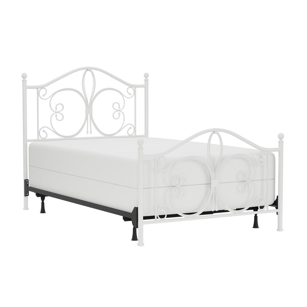 Queen Metal Bed, Textured White. Picture 1