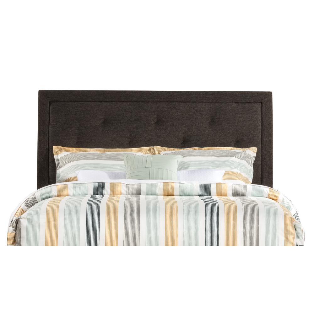 Becker Full Upholstered Headboard with Frame, Black/ Brown. Picture 1