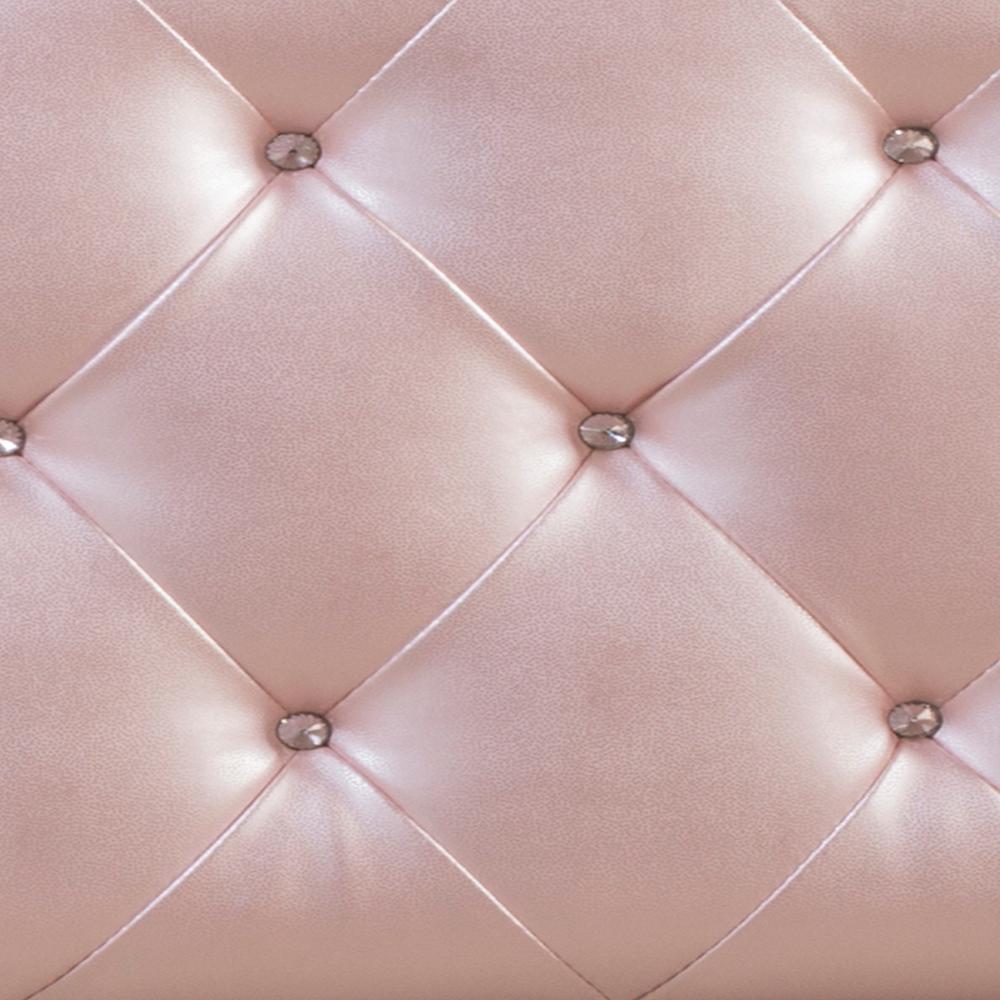 Karley Twin Upholstered Headboard with Frame, Pink Faux Leather. Picture 3