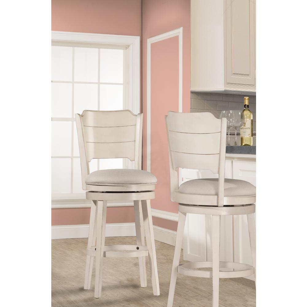 Clarion Wood Bar Height Swivel Stool, Sea White. Picture 2