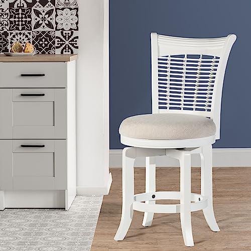 Bayberry Wood Counter Height Swivel Stool, White. Picture 1