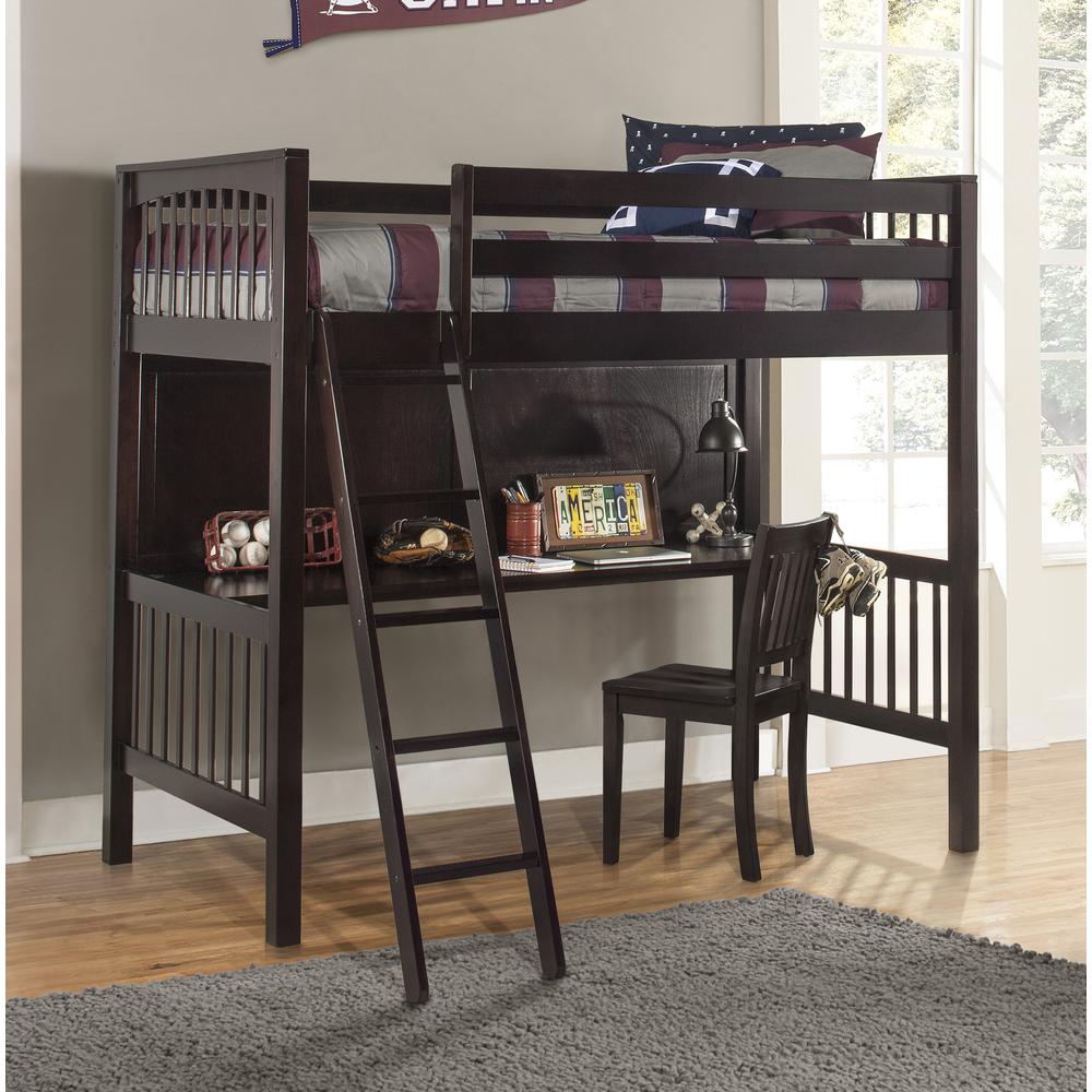 Pulse Loft Bed - Twin - Chocolate Finish. Picture 1