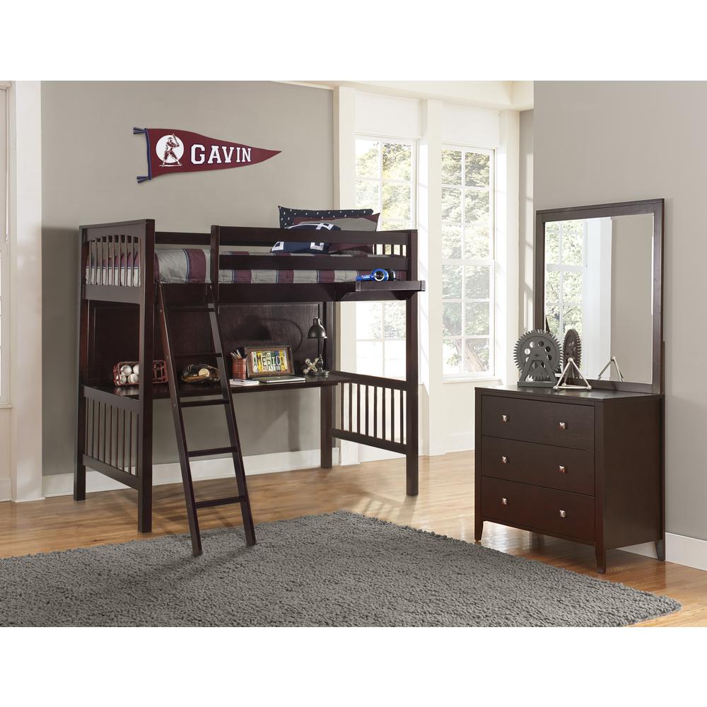 Pulse Loft Bed - Twin - Chocolate Finish. Picture 18