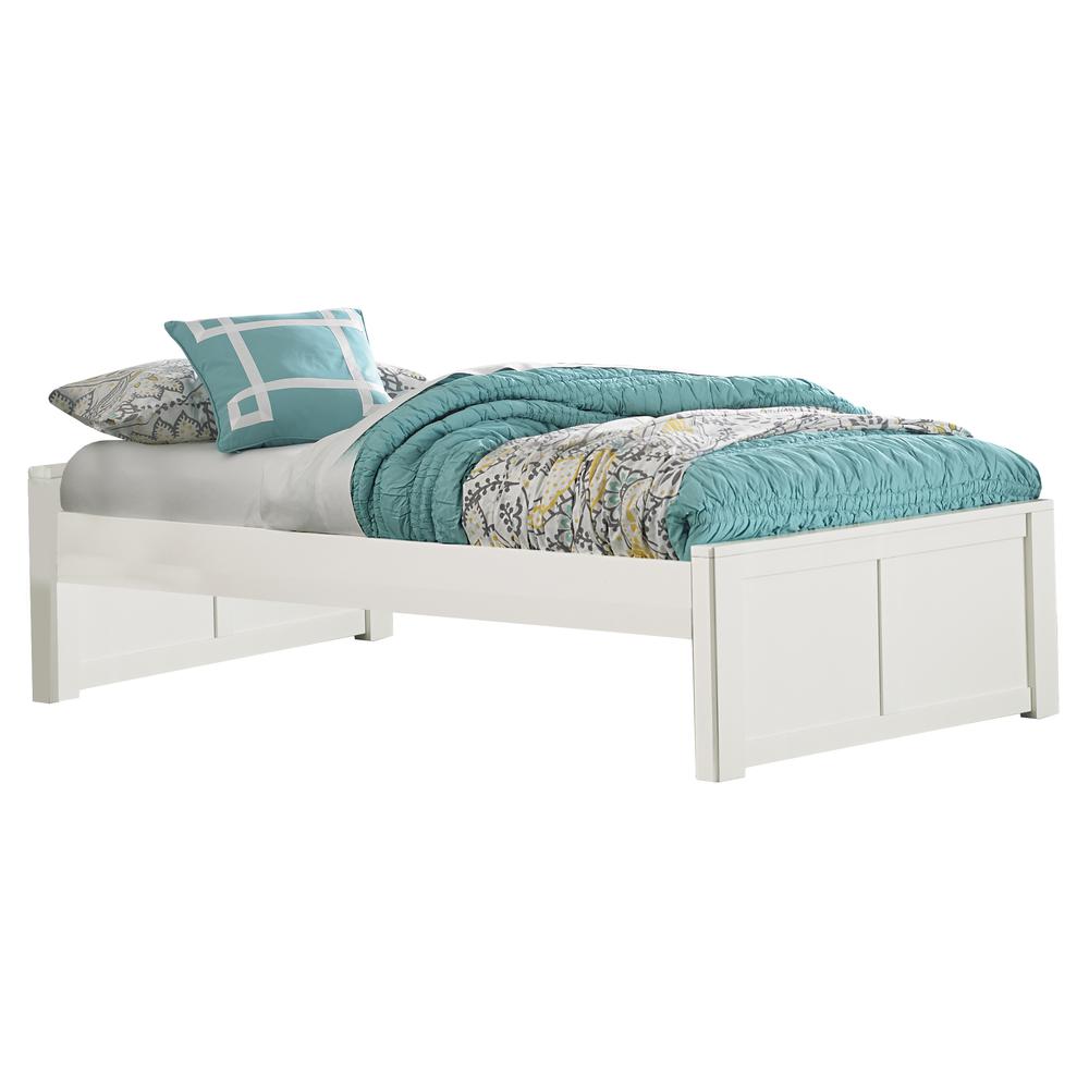 Wood Twin Platform Bed, White. Picture 1