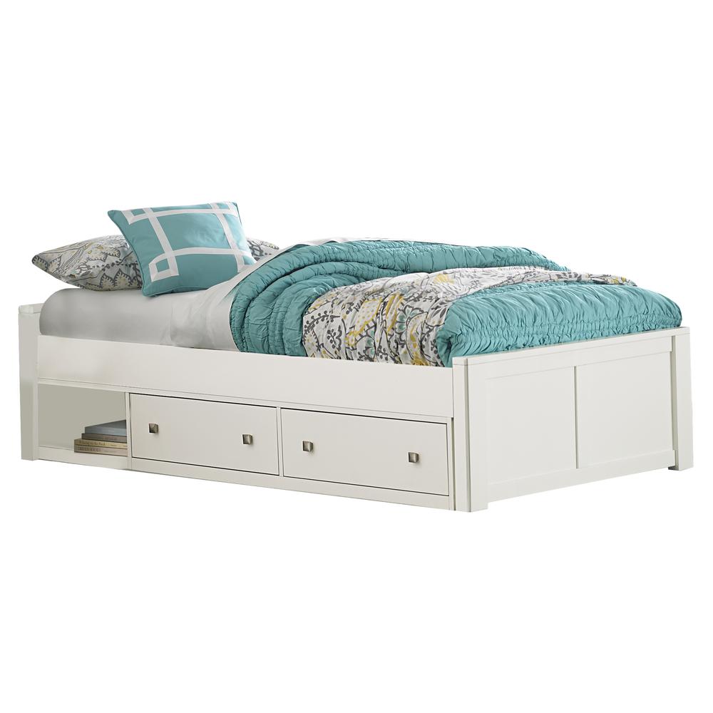 Wood Twin Platform Bed, White. Picture 2