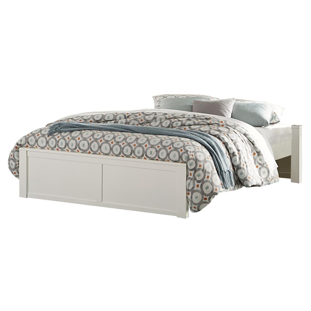 Wood Full Platform Bed, White. Picture 1