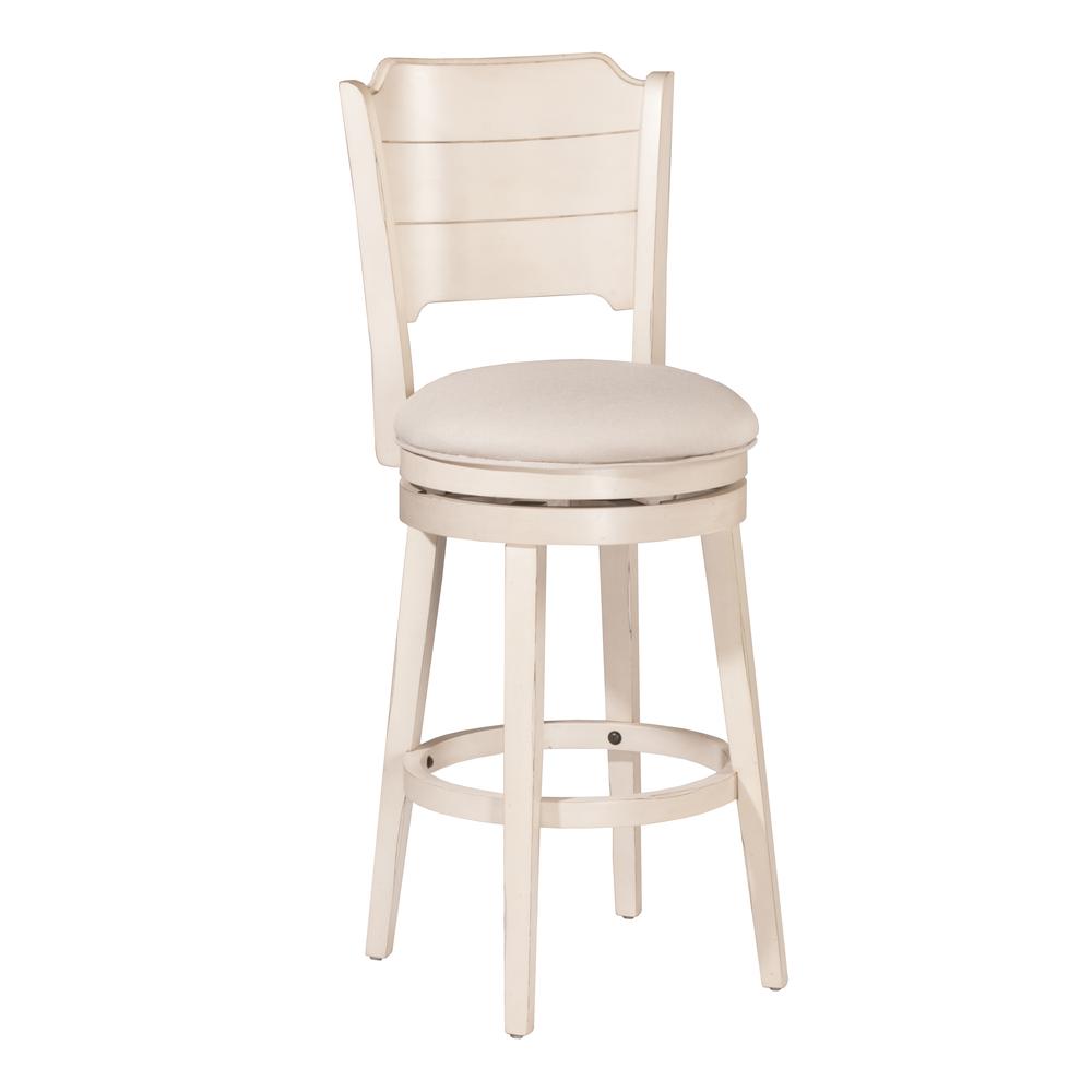 Clarion Wood Bar Height Swivel Stool, Sea White. Picture 1
