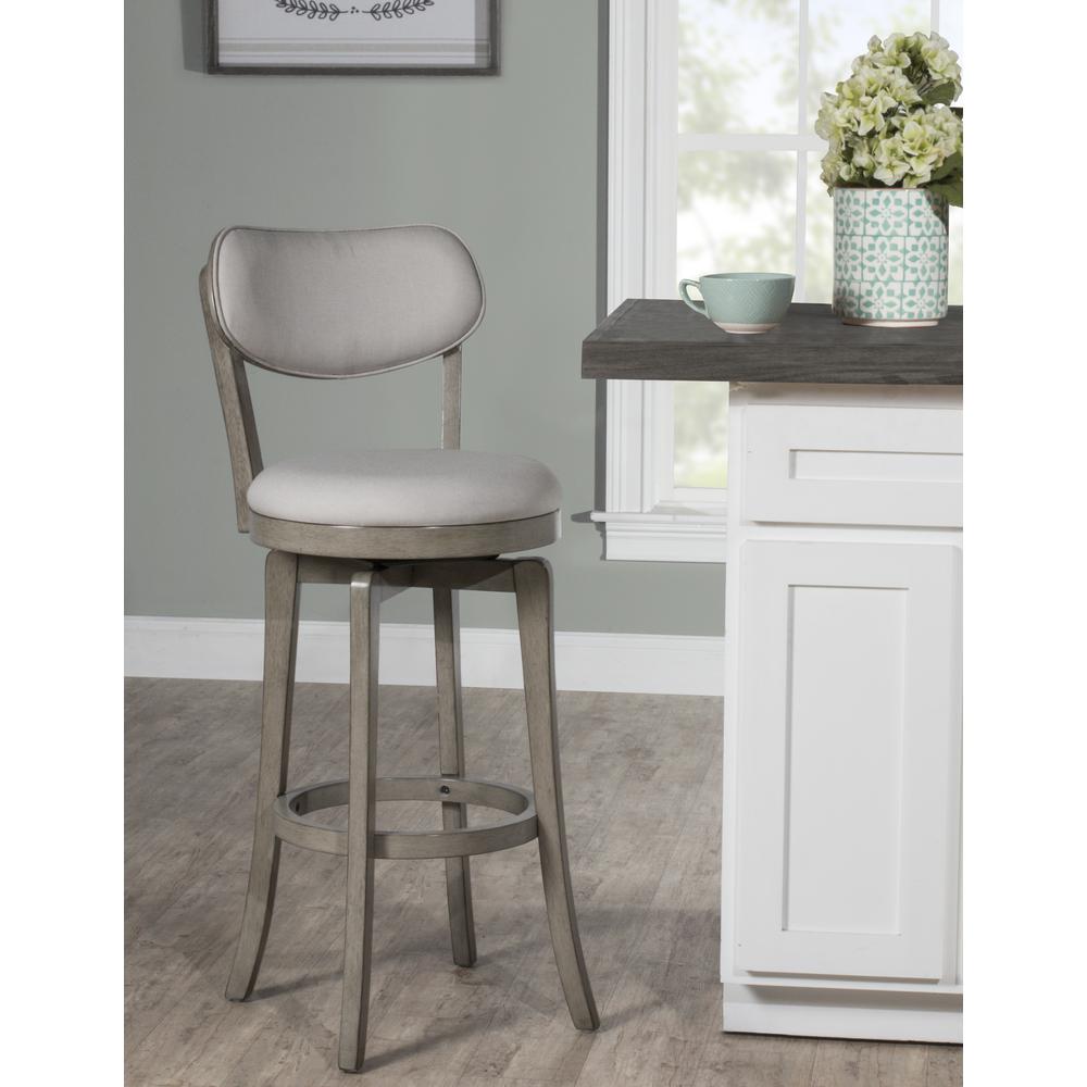 Sloan Wood Bar Height Swivel Stool, Aged Gray. Picture 2