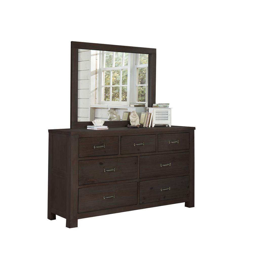 Wood 8 Drawer Dresser with Mirror, White. Picture 1