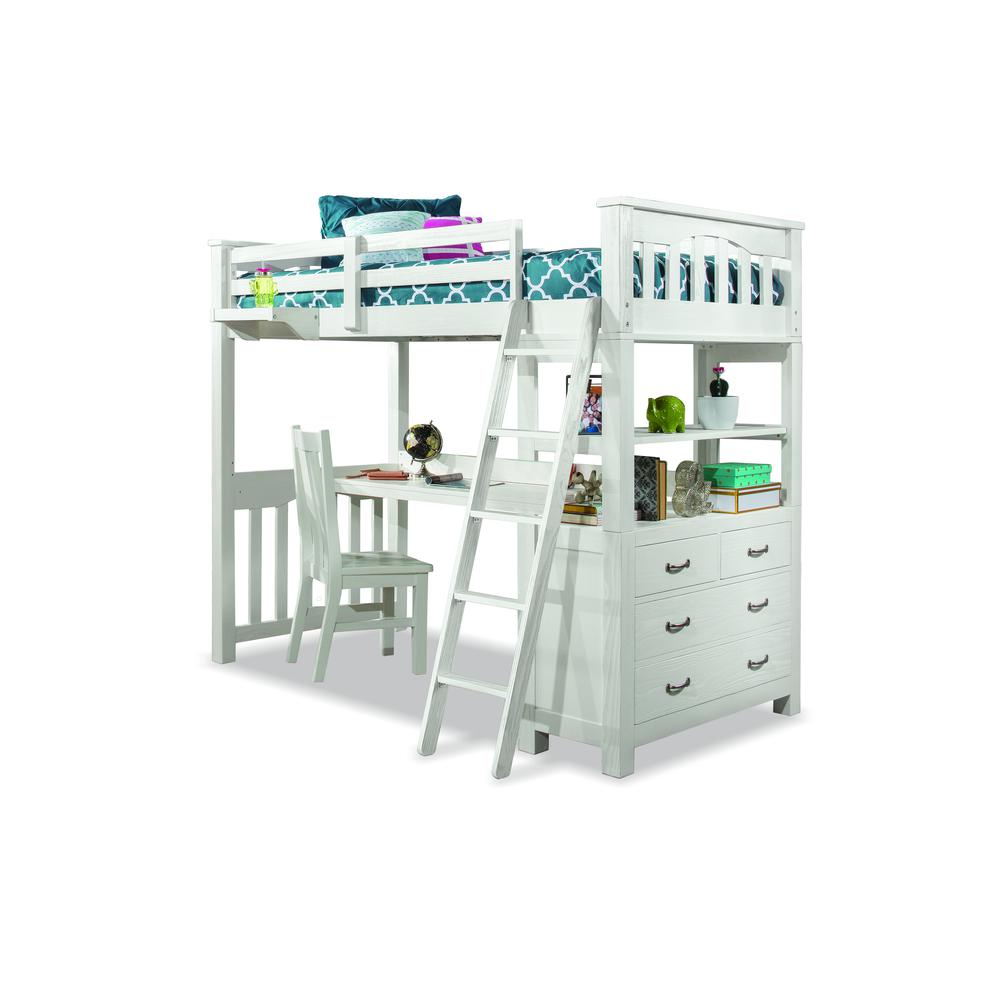 Highlands Loft Bed with Desk and Chair - Full - White Finish. Picture 1