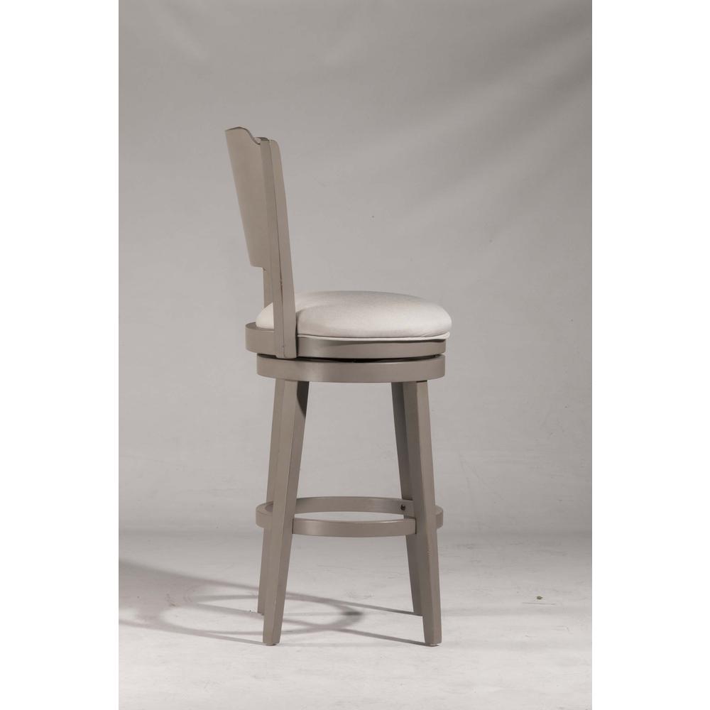 Clarion Swivel Bar Height Stool - Distressed Gray Wood Finish. Picture 5