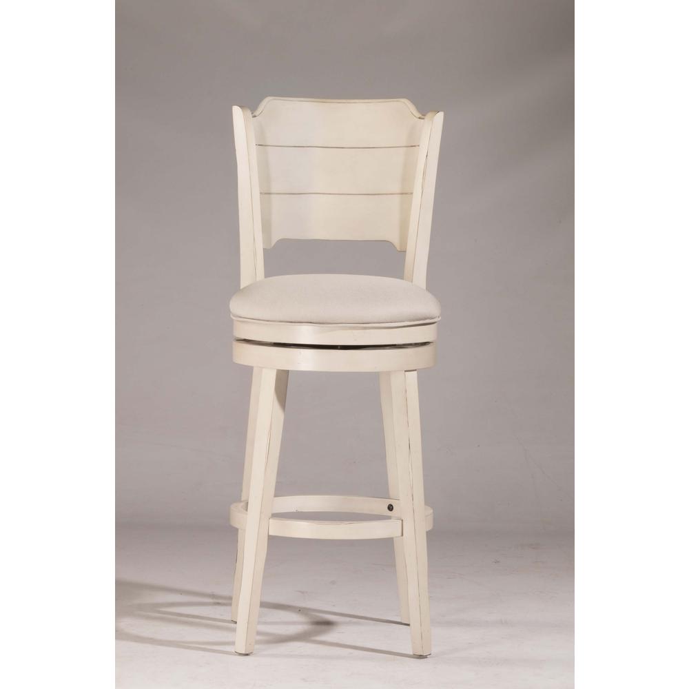 Clarion Swivel Bar Height Stool - Sea White Wood Finish. Picture 2