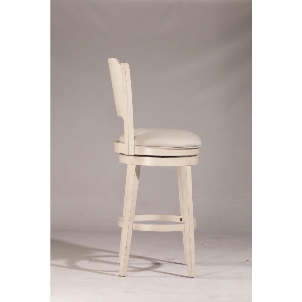 Clarion Swivel Bar Height Stool - Sea White Wood Finish. Picture 7