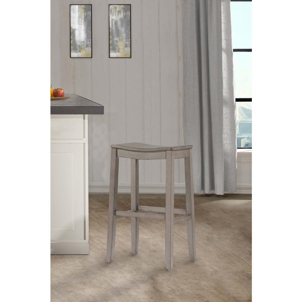 Fiddler Non-Swivel Backless Bar Height Stool - Aged Gray Wood Finish. The main picture.