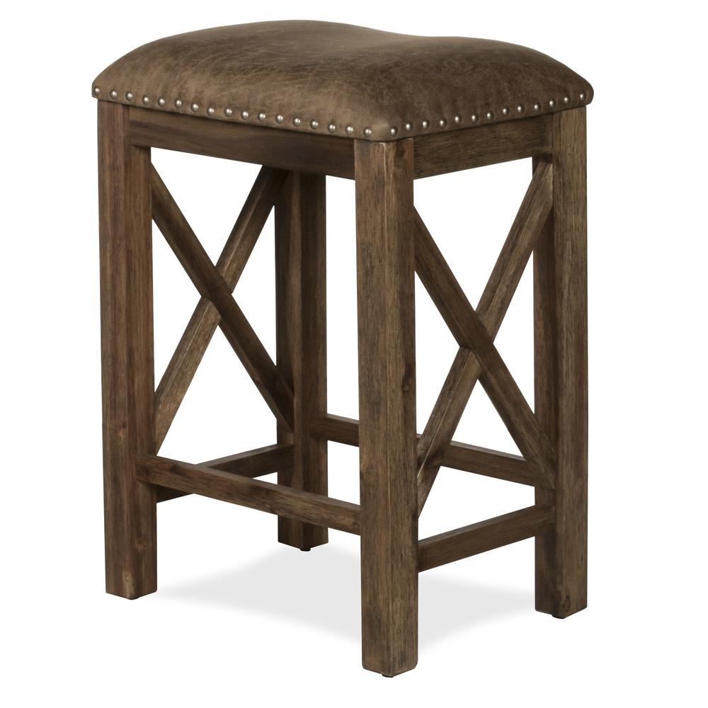 Willow Bend Non-Swivel Counter Height Stool, Set of 2, Antique Brown Walnut. Picture 1