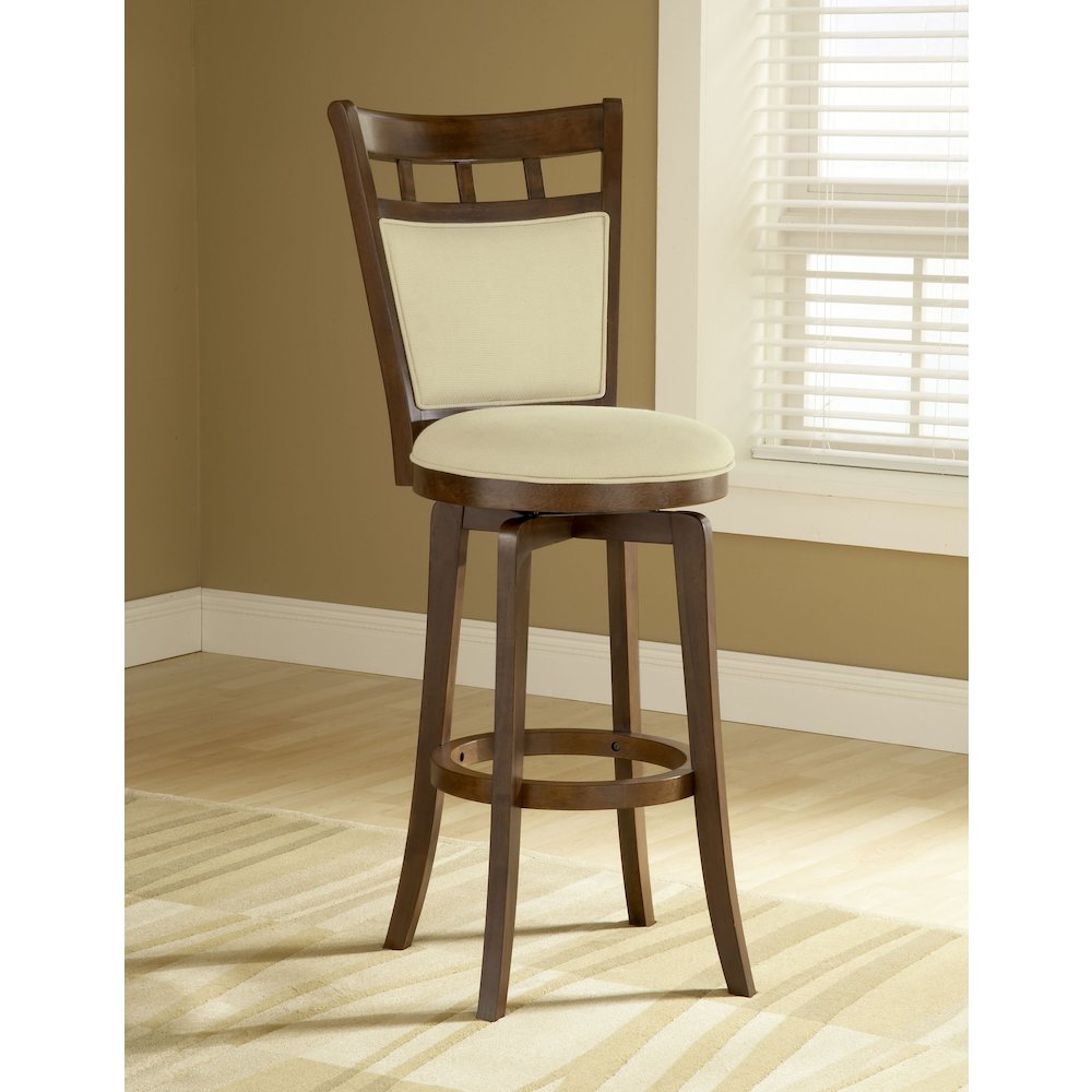 Jefferson Swivel Bar Height Stool with Cushion Back. Picture 2