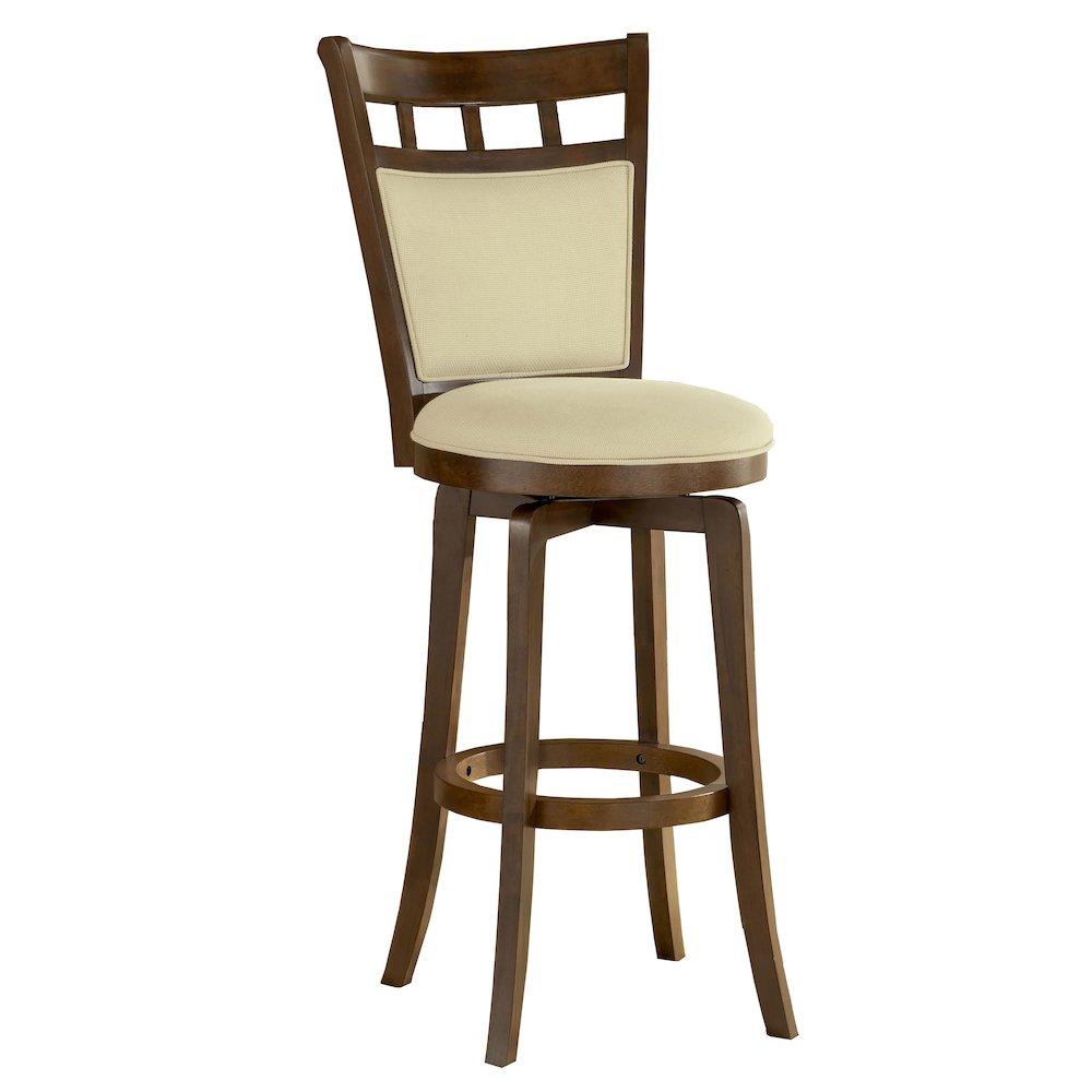 Jefferson Swivel Bar Height Stool with Cushion Back. Picture 1