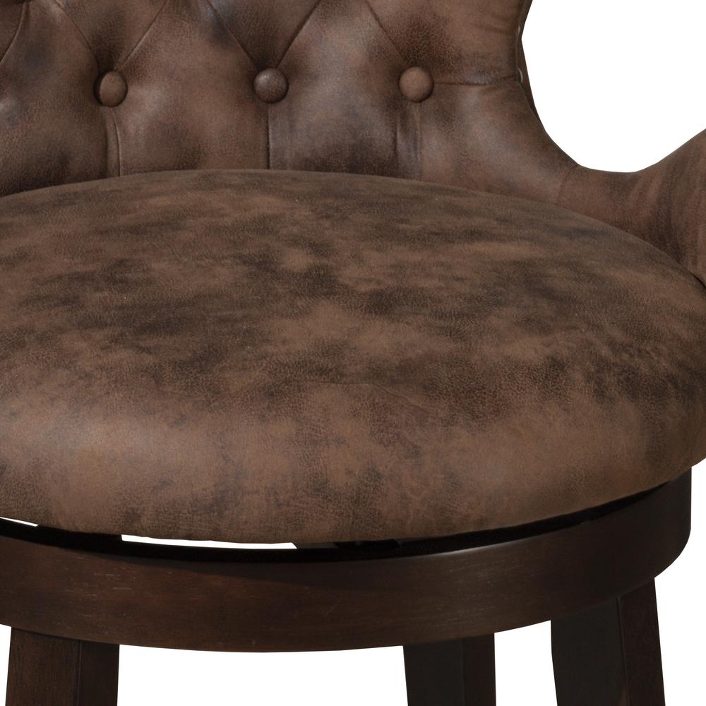 Mid-City Wood and Upholstered Swivel Bar Height Stool, Chocolate. Picture 6