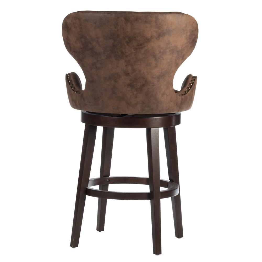 Mid-City Wood and Upholstered Swivel Bar Height Stool, Chocolate. Picture 7