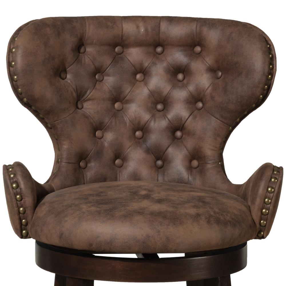 Mid-City Wood and Upholstered Swivel Bar Height Stool, Chocolate. Picture 13