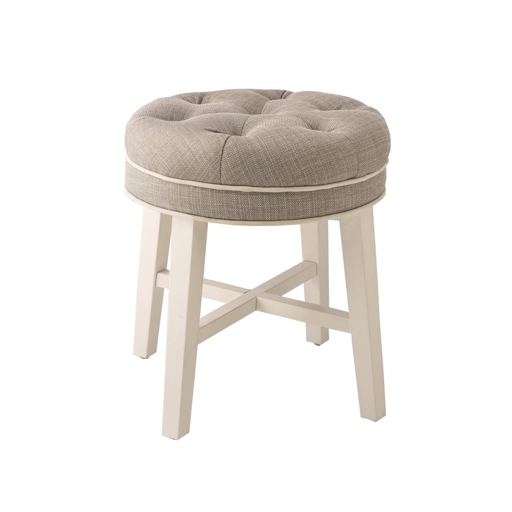 Sophia Vanity Stool with Linen Gray Fabric. Picture 2