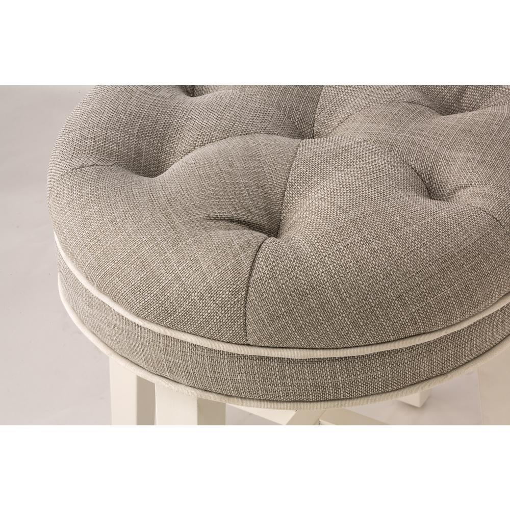 Sophia Vanity Stool with Linen Gray Fabric. Picture 1